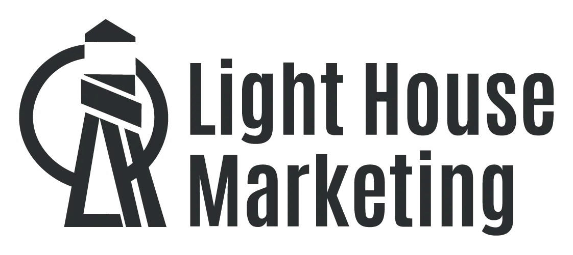 Light House Marketing logo in dark gray, featuring a stylized lighthouse icon and bold sans-serif text.